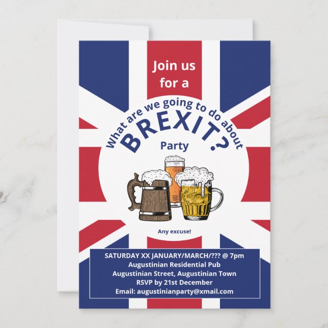 Invitation BREXIT Union Jack Grande-Bretagne Fun Party (Devant)