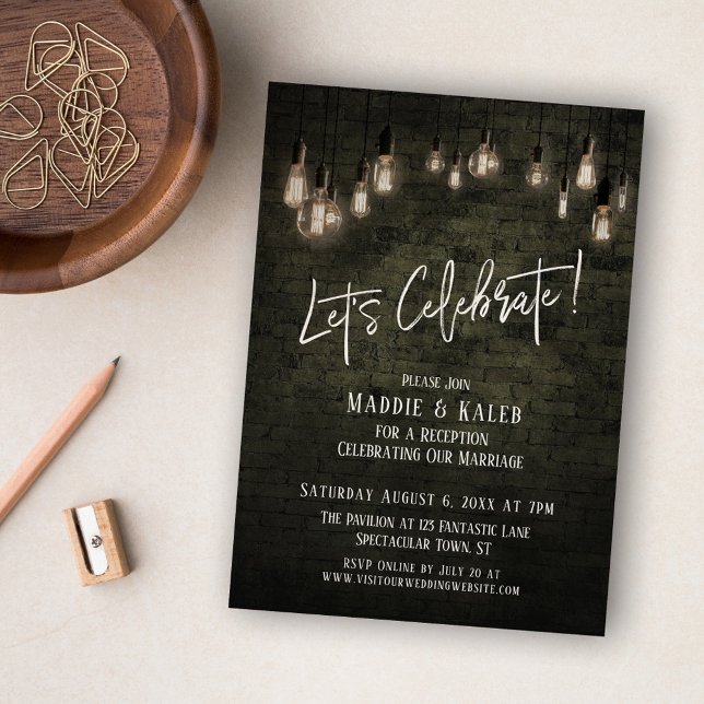 Invitation Brick industriel et lumières Edison Célébrons (Créateur téléchargé)