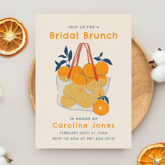 Invitation Bridal Branch & Lunch Watercolor Orange Juice  (Créateur téléchargé)