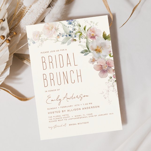 Invitation Bridal Brunch Fleur sauvage Boho Elegant Douche (Créateur téléchargé)