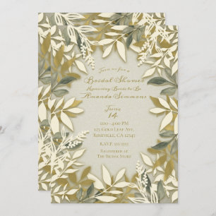 Invitation Bridal Feuille Botanique d'Ecru à la crème blanche