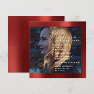 Invitation Bridal Foto Graduation Anniversaire Ruby Red Metal
