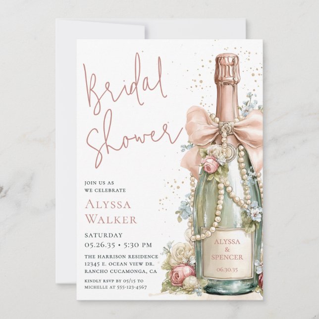 Invitation Bridal Shower Champagne Bottle (Devant)