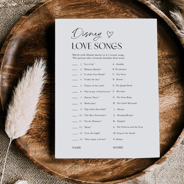 Invitation  Bridal Shower Love Songs Movie Trivia Game Card (Créateur téléchargé)
