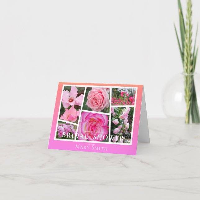Invitation Bridal Shower (Pink Roses) (Devant)