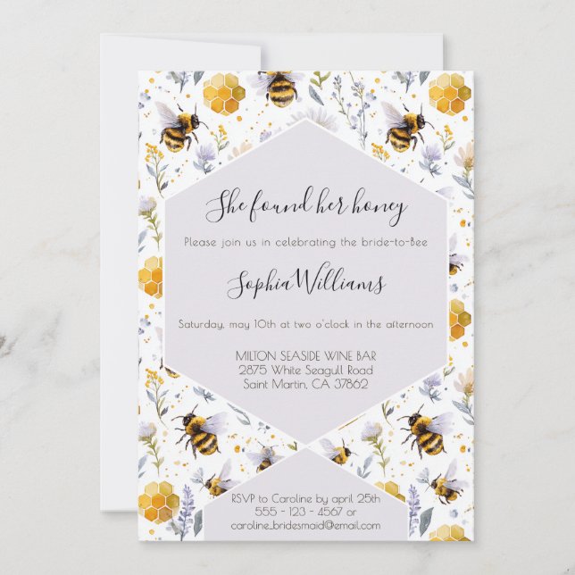 Invitation Bridal Shower She's Found Her Honey Bees Floral (Devant)
