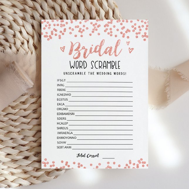Invitation Bridal word scramble with Answers Game Card (Créateur téléchargé)