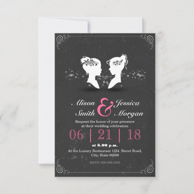 Invitation Bride and Bride - Lesbian wedding (Devant)