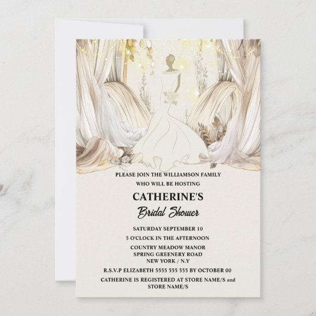 Invitation Bride blanc mariage robe rideaux (Devant)