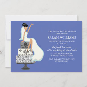 Invitation Bride bleue sur gâteau Mariage