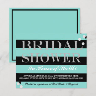 Invitation BRIDE & Bridesmaiers Black Turquoise Blue Fête des