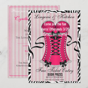 Invitation BRIDE & Bridesmaitres Lingerie Pink Shower Party