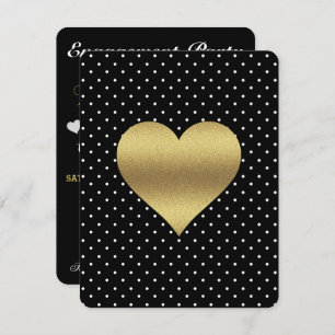 Invitation BRIDE & CO Black And Gold Heart & Polka Dot Party
