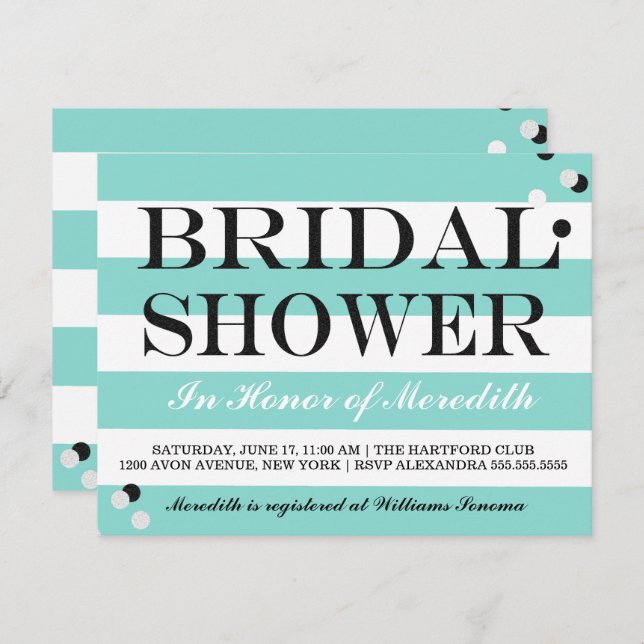 Invitation Bride Co Little Black Robe Turquoise Blue Douche P (Devant / Derrière)