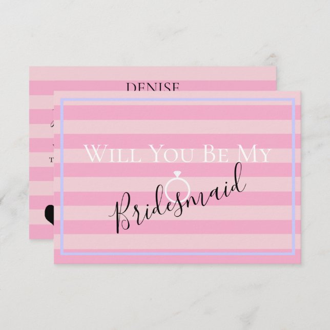 Invitation BRIDE CO Pink Seras-tu mon Bridesmaid MOH Party (Devant / Derrière)