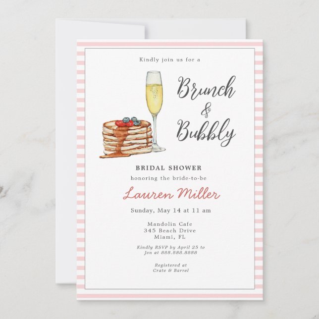 Invitation Bride de champagne Brunch & Bubbly Pancake (Devant)
