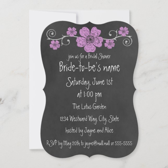 Invitation Bride de tableau rouge rose sauvage (Devant)