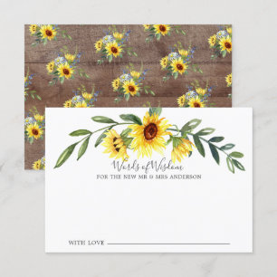 Invitation Bride de tournesol jaune rustique Paroles de sages
