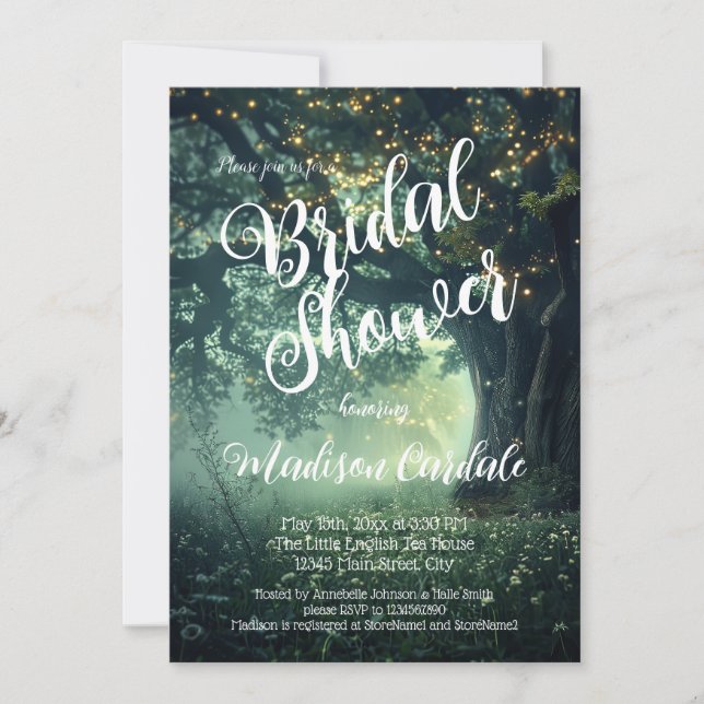Invitation Bride Enchanted Forest Oak Tree Fairy Lights (Devant)