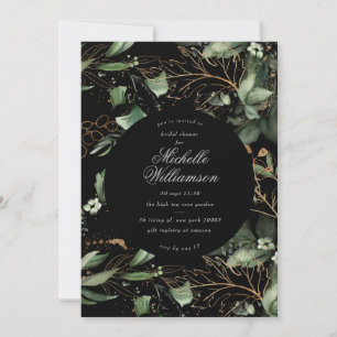 Invitation Bride Eucalyptus Noir Boho Golden Elegant Pampas