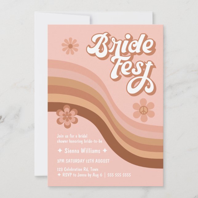 Invitation Bride Fest Super Retro Daisy Fête des mariées (Devant)