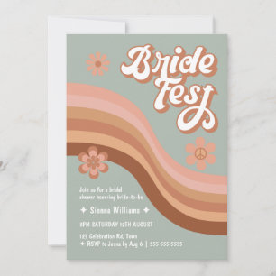 Invitation Bride Fest Super Retro Daisy Fête des mariées Sage