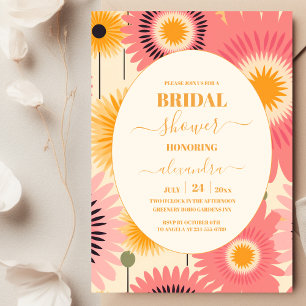 Invitation Bride florale moderne rose et jaune