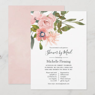 Invitation Bride florale rose pâle ou Baby shower par courrie
