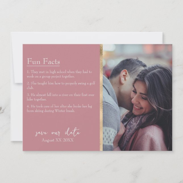 Invitation Bride & Groom - Faits Photo sur Dusty Pink (Devant)