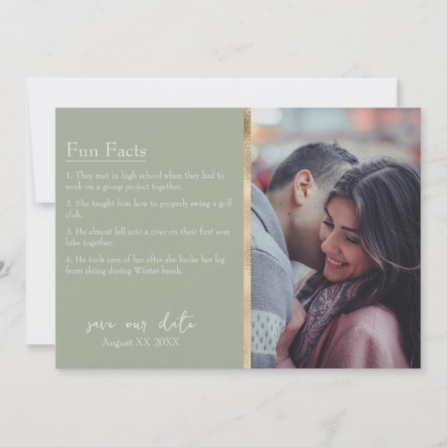 Invitation Bride & Groom - Faits Photo sur Sage Green (Devant)