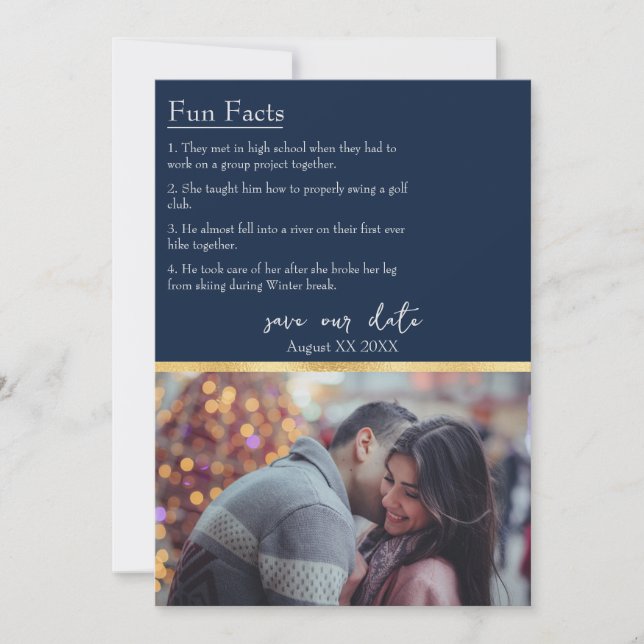 Invitation Bride & Groom Information Photo sur Navy Blue (Devant)