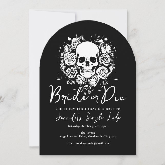 Invitation Bride or Die Floral Skull Bachelorette Party (Devant)