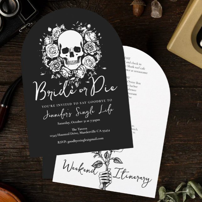 Invitation Bride or Die Floral Skull Bachelorette Weekend (Créateur téléchargé)