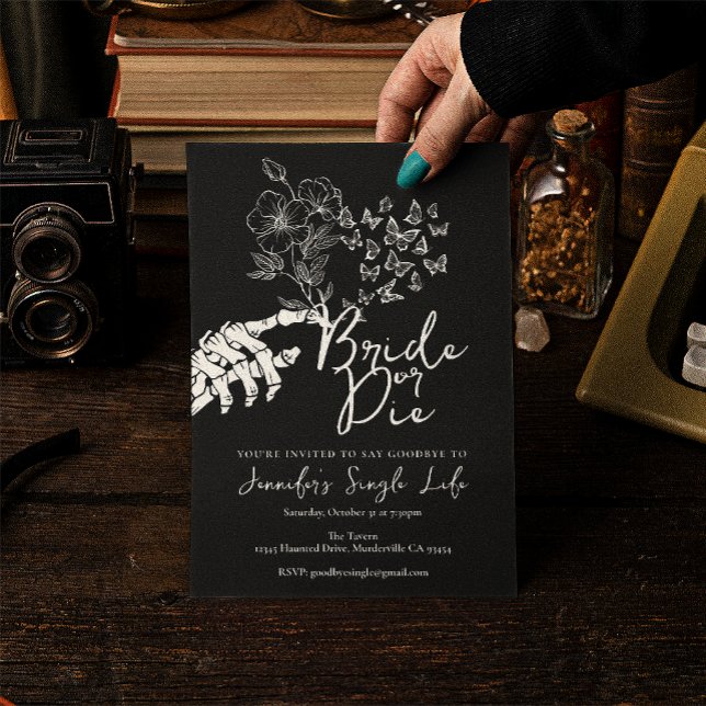 Invitation Bride or Die Gothic Floral Bachelorette Party (Créateur téléchargé)