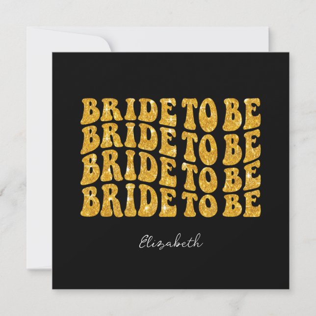 Invitation Bride pour être Gold Parties scintillant Texte ave (Devant)