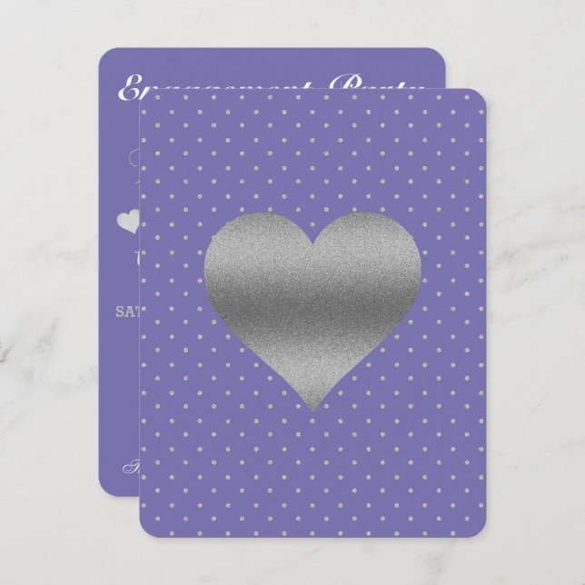 Invitation BRIDE Purple Plum Silver Polka Dot Shoot Party (Devant / Derrière)