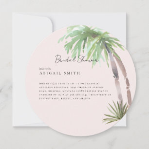 Invitation Bride ronde Blush Tropical Palm Folid