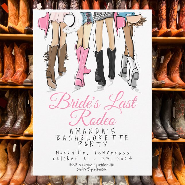 Invitation Bride’s Last Rodeo Bachelorette Party Cowboy Boots (Créateur téléchargé)