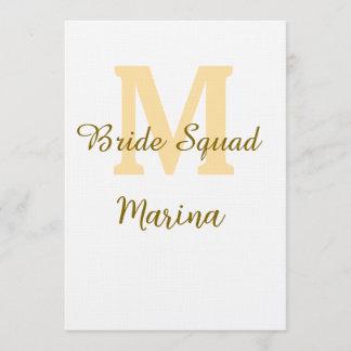 Invitation Bride squad monogram golden bridal shower simple