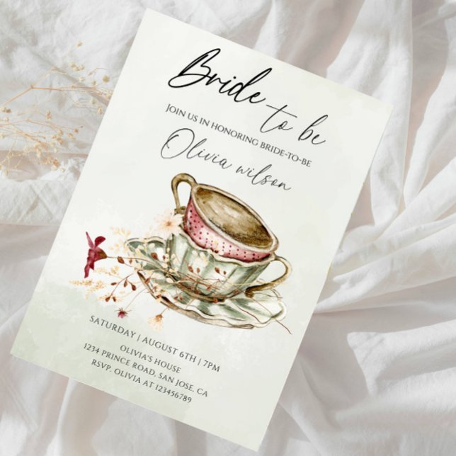 Invitation Bride-to-Be Bridal Shower  - Two Cups of Tea Theme (Créateur téléchargé)