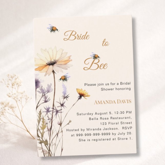 Invitation Bride to bee wildflower ivory garden bridal shower (Créateur téléchargé)
