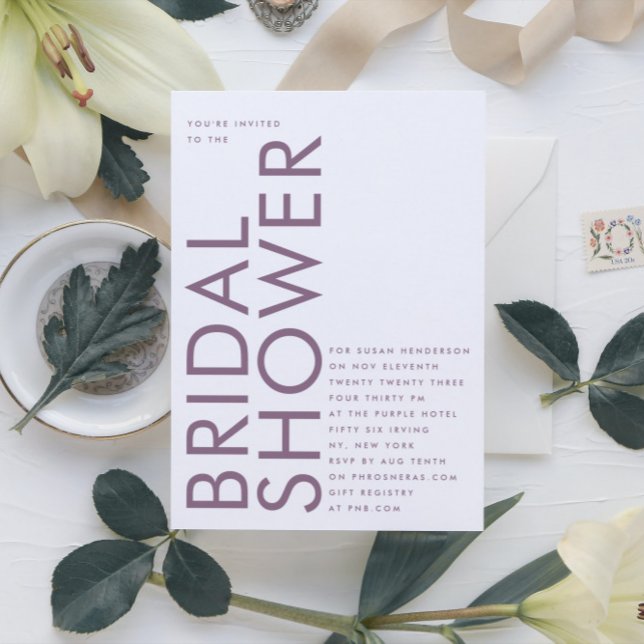 Invitation Bride violette et blanche ultra-moderne modifiable (Créateur téléchargé)