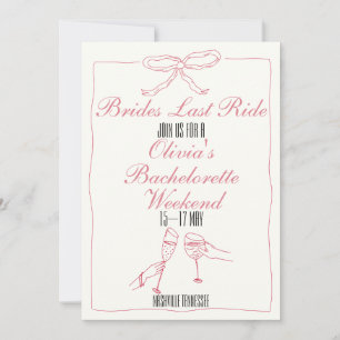 Invitation Brides Dernier Ride Bachelorette Week-end Itinérai