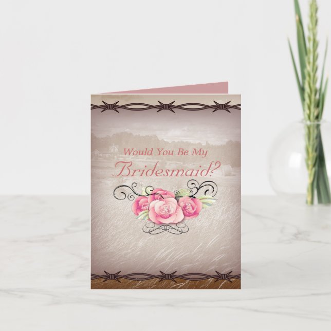 Invitation bridesmaid du mariage campagnard occidental (Devant)