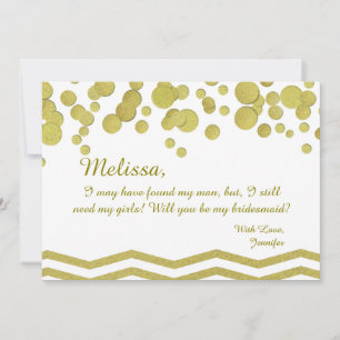 Invitation Bridesmaid Gold Confetti et Chevron