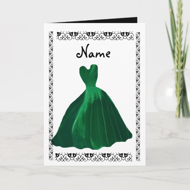 Invitation BRIDESMAID - HUNTER GREEN Leaf Gown (Devant)