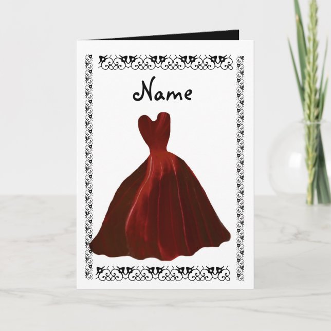 Invitation BRIDESMAID - MAROON Leaf Gown (Devant)