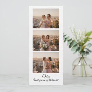Invitation Bridesmaid Photo Strip 3 Photo Proposal Card