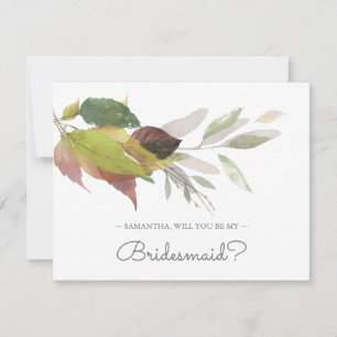 Invitation BRIDESMAID PROPOSAL card, Automne Green