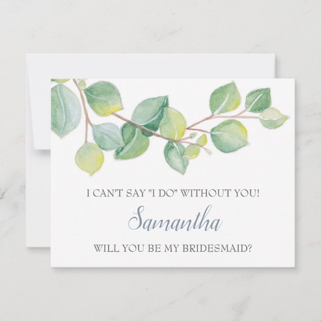 Invitation BRIDESMAID PROPOSAL card, Eucalyptus vert (Devant)